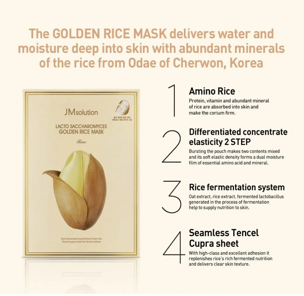 JM Solution Lacto Sacchharomyces Golden Rice Mask - 10 SHEETS