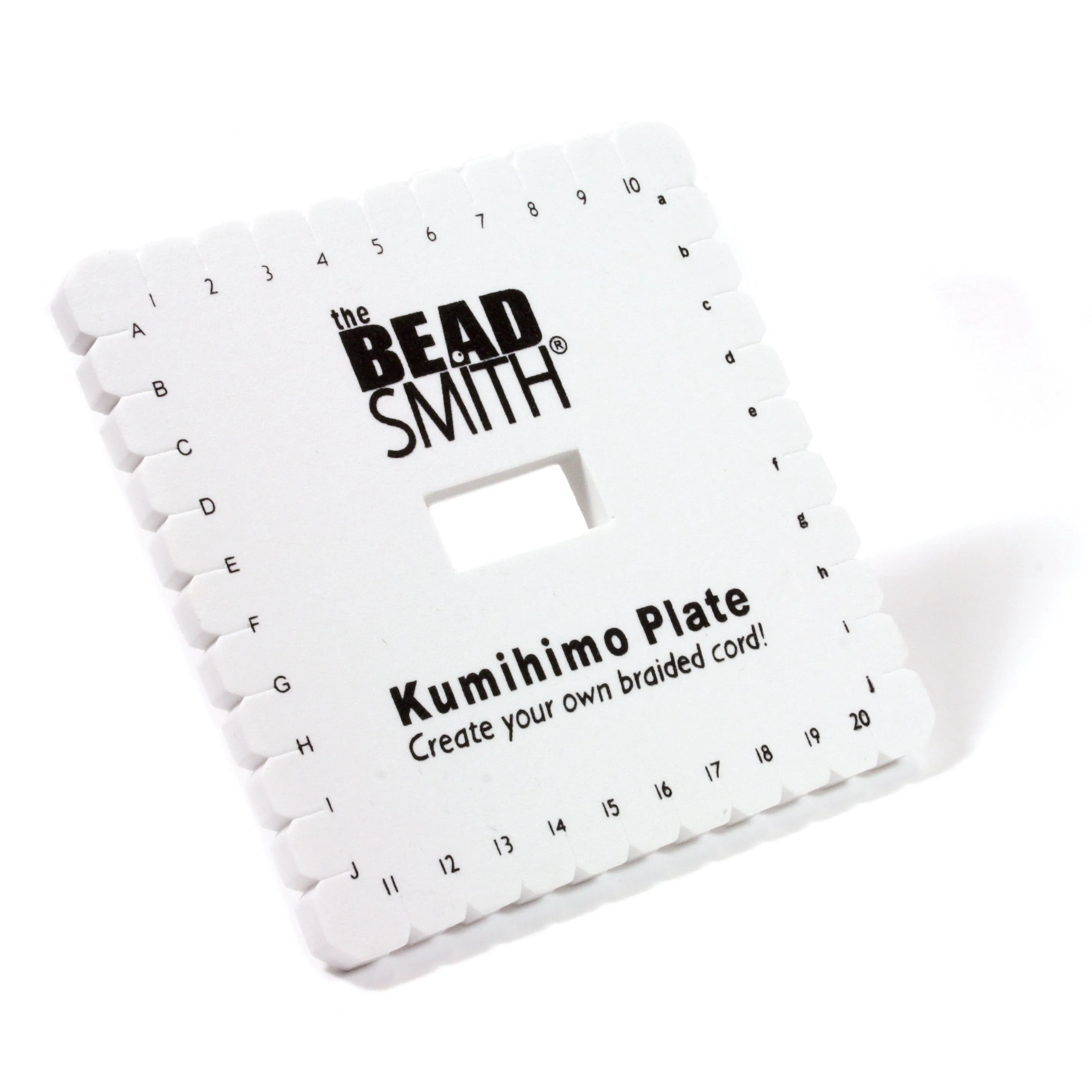 Kumihimo Plate with Instructions, 6 Inches Square, 3/8 Inch Thick, 35mm Hole, #601