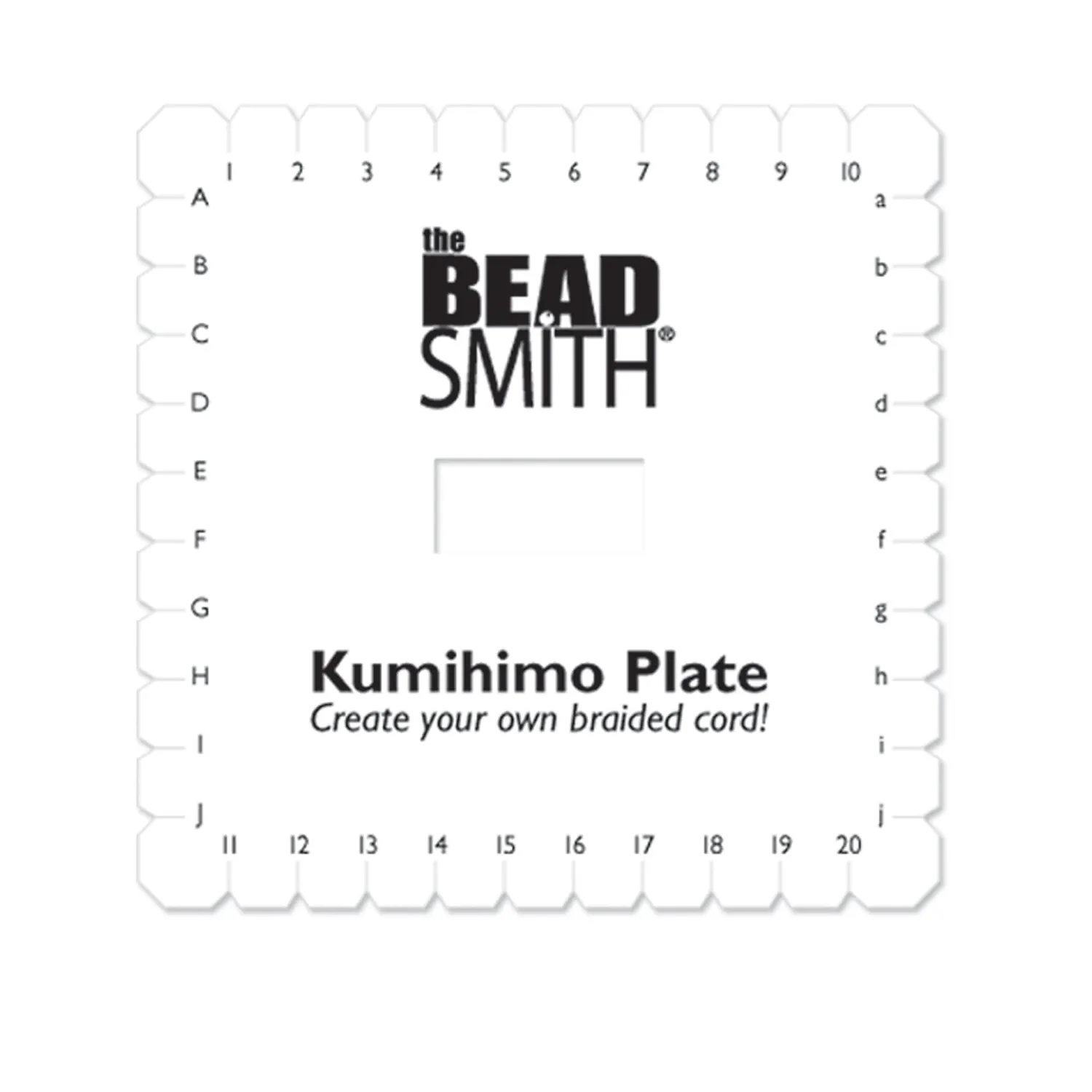 Kumihimo Plate with Instructions, 6 Inches Square, 3/8 Inch Thick, 35mm Hole, #601