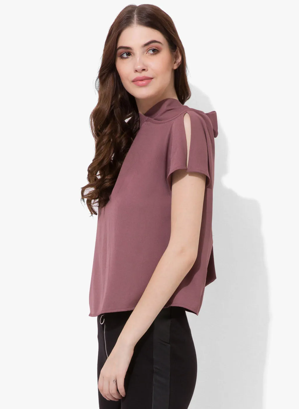 Melanie Cold Shoulder High Neck Top