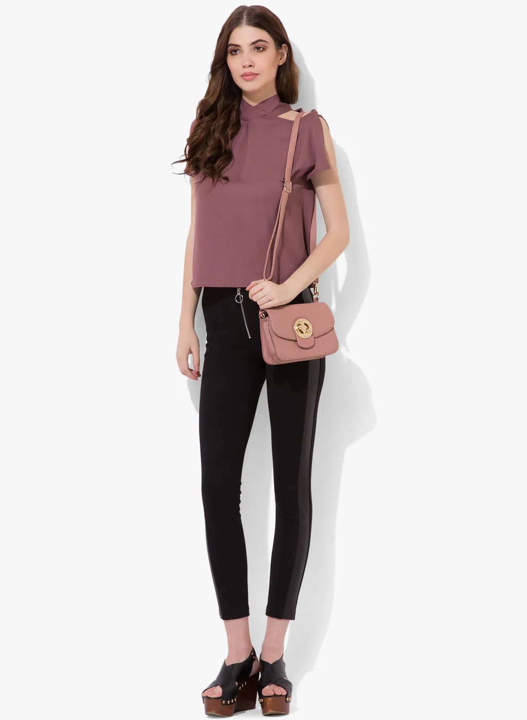 Melanie Cold Shoulder High Neck Top