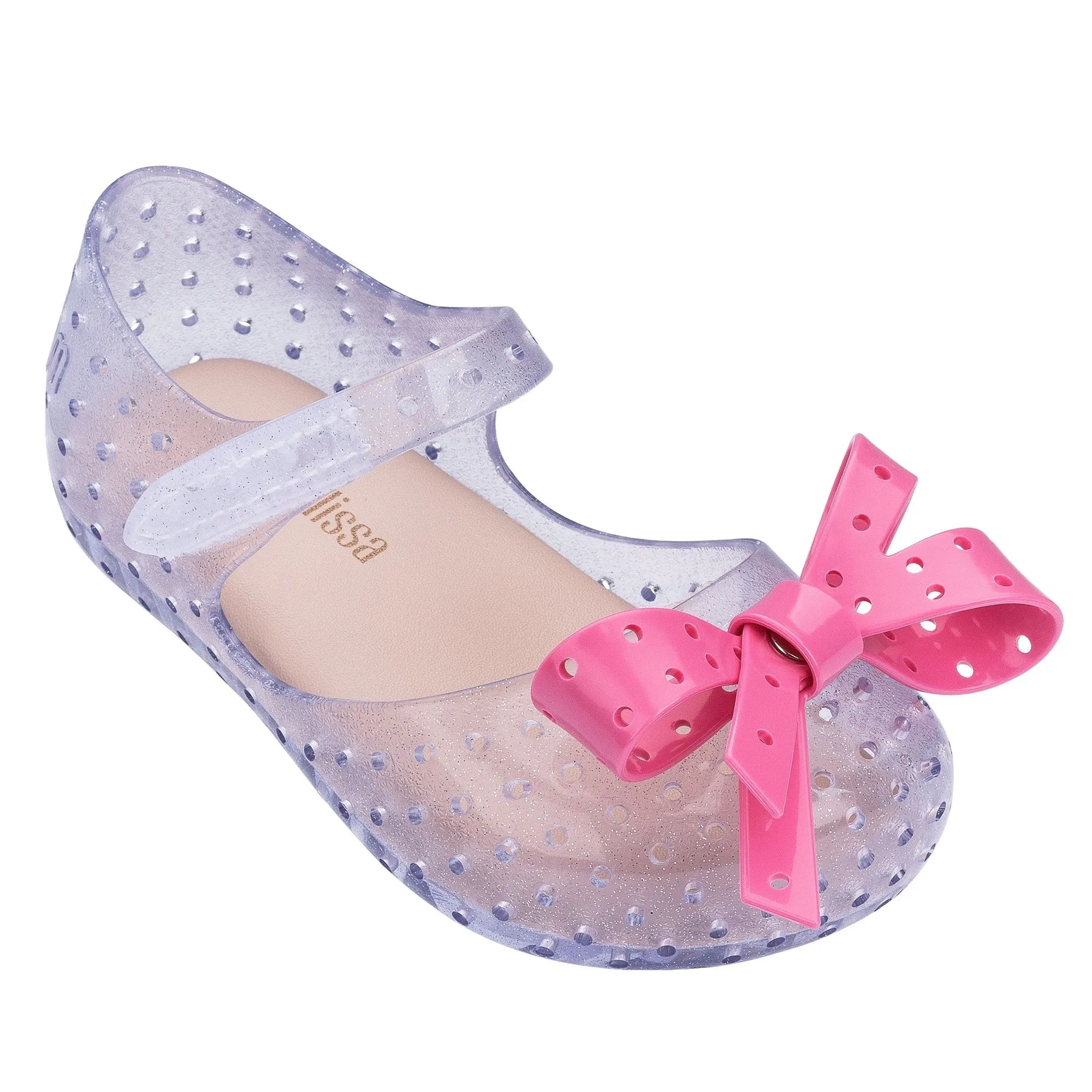 Mini Melissa Kids Girl Furadinha XI Sandals Shoes in Clear Glitter