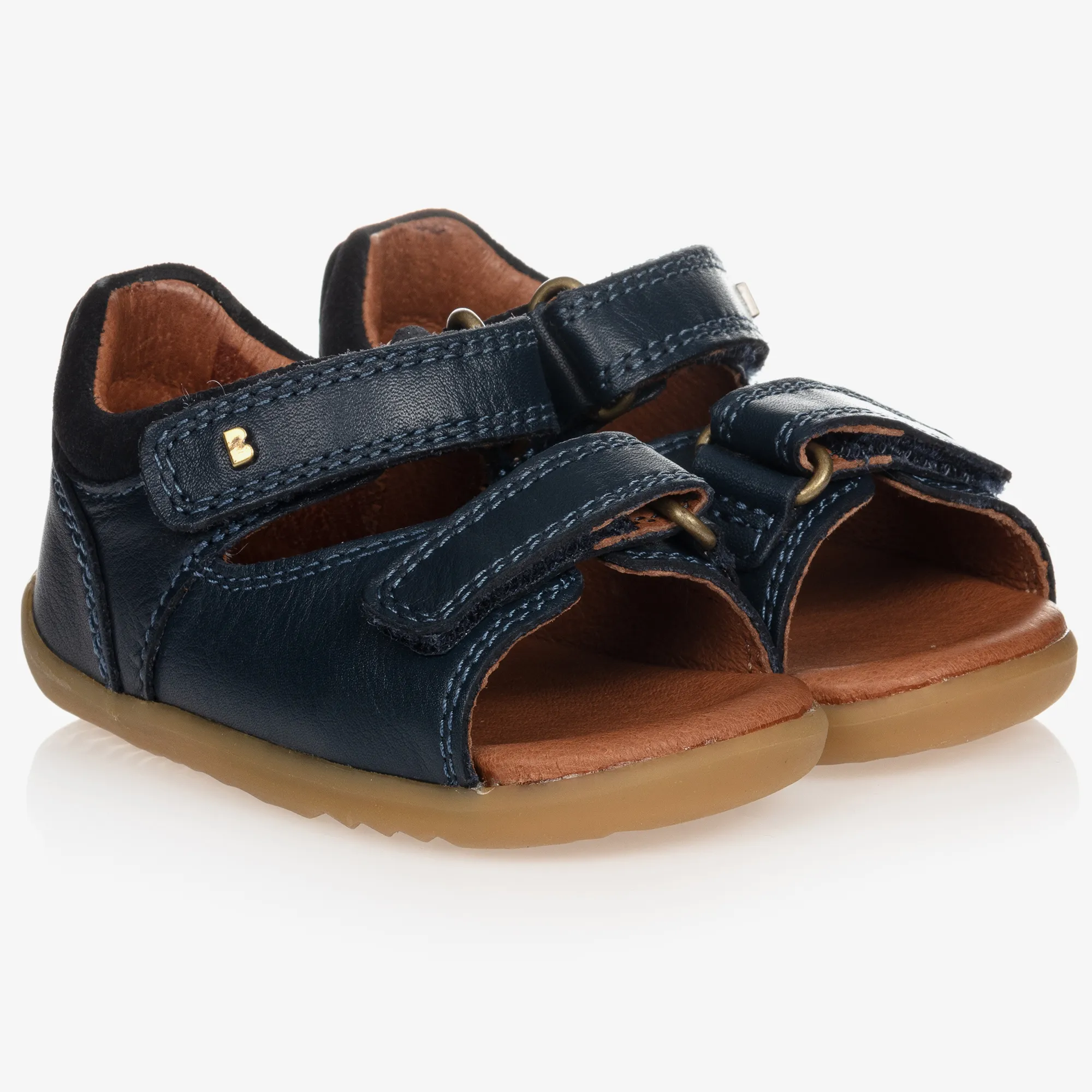 Navy Blue Leather Baby Sandals