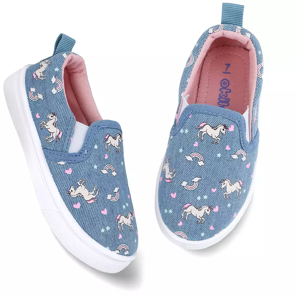 Okilol Toddler Shoes Slip On Canvas Sneakers for Girls