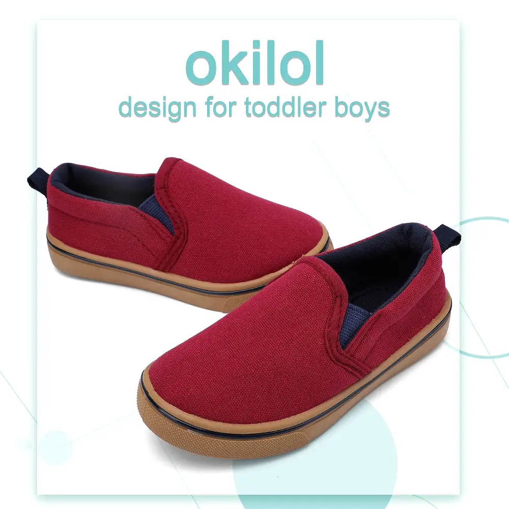 Okilol Toddler Shoes Slip On Canvas Sneakers for Girls