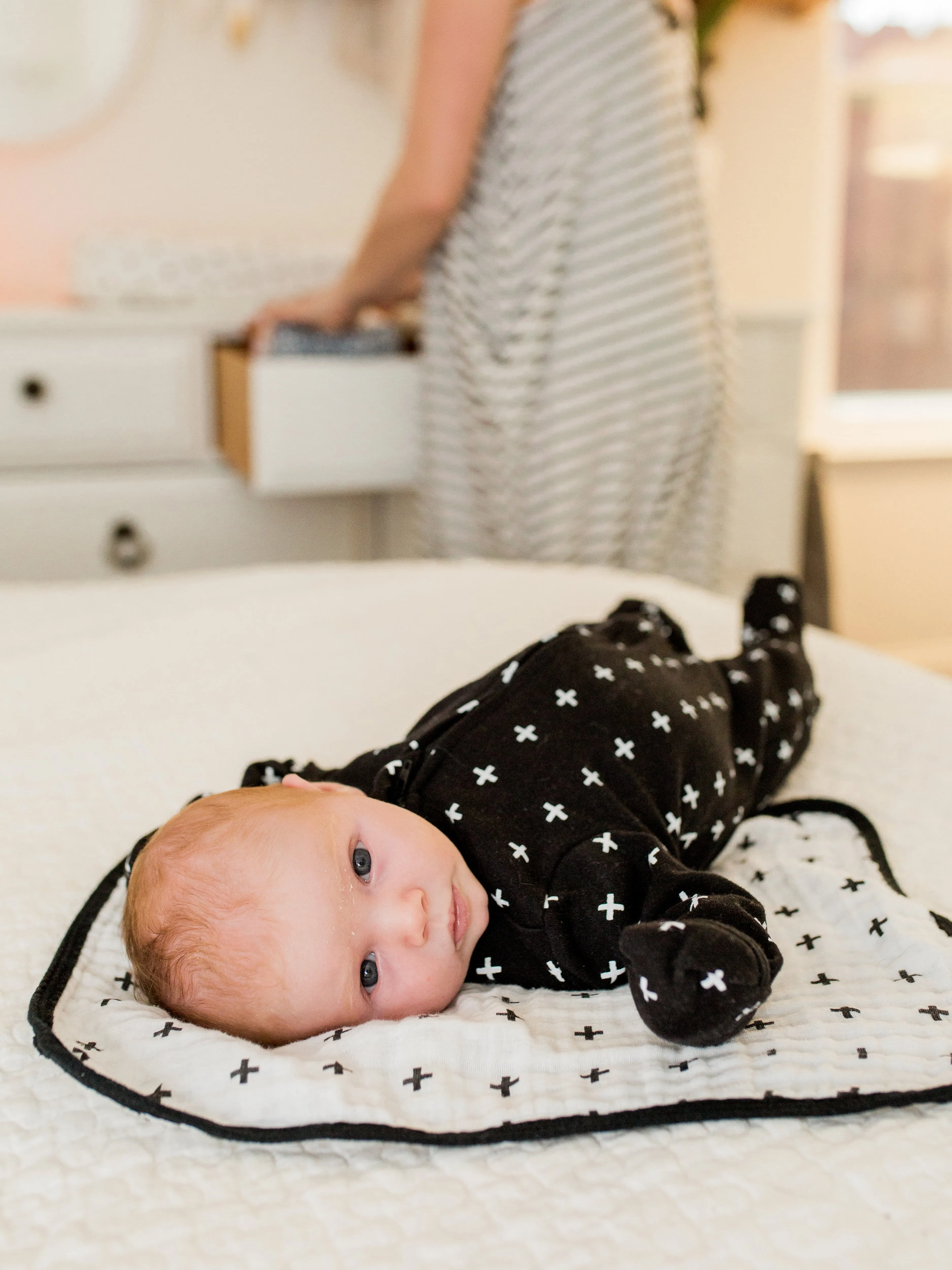 Organic Burp Cloth -  REVERSIBLE Swiss Cross + XO