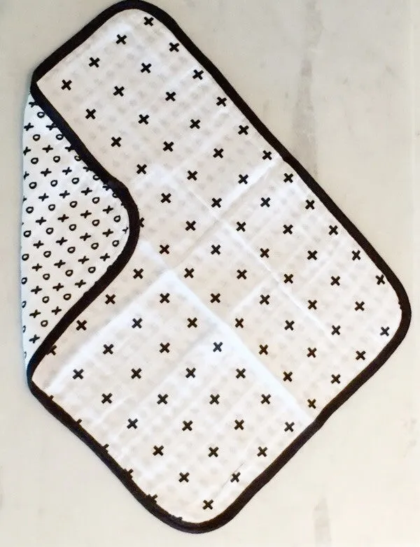 Organic Burp Cloth -  REVERSIBLE Swiss Cross + XO