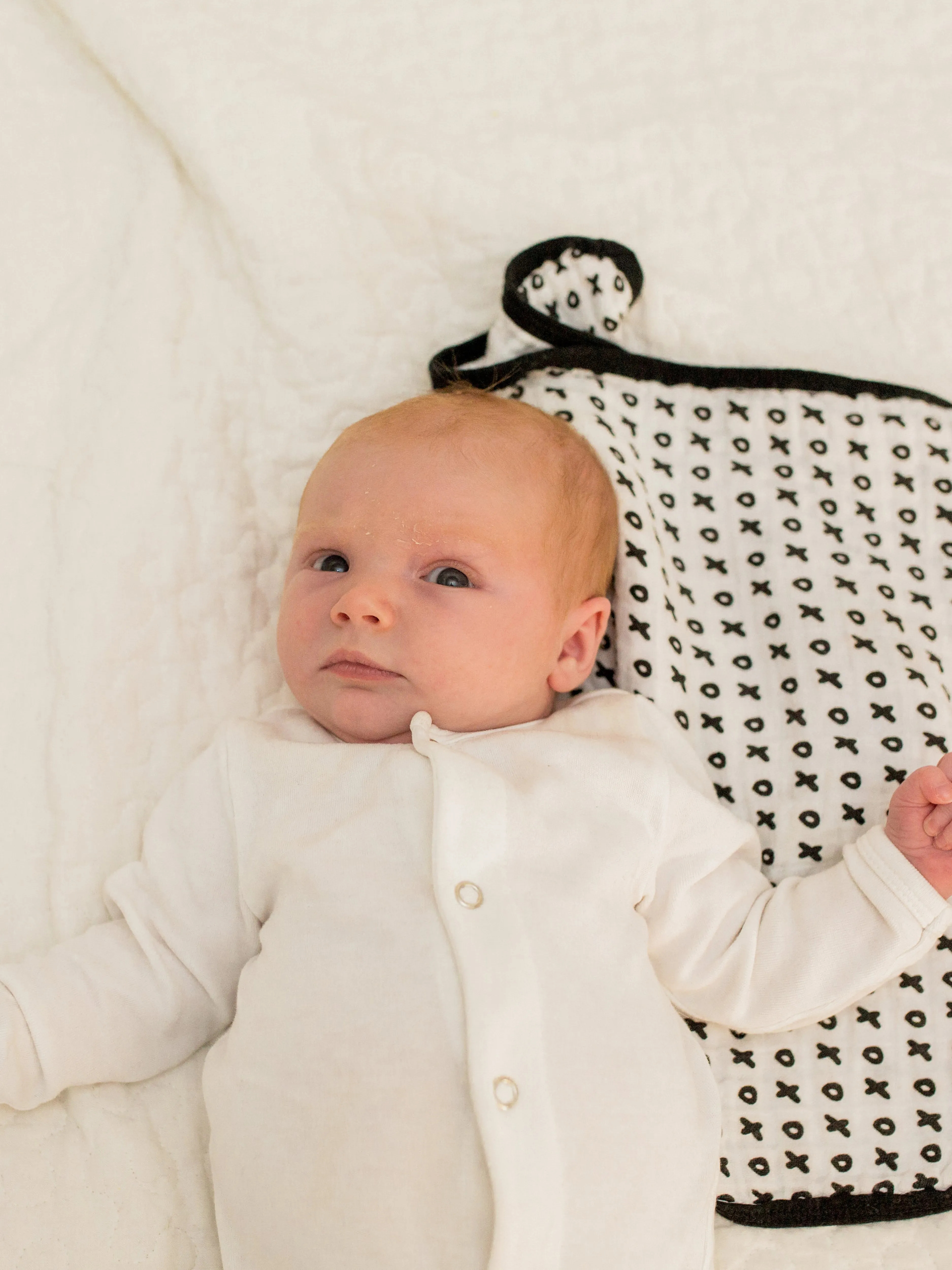 Organic Burp Cloth -  REVERSIBLE Swiss Cross + XO