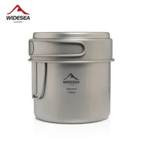 Popote de camping en titane : pot + poêle 1100M avec poignées pliante Widesea – Titanium Pot