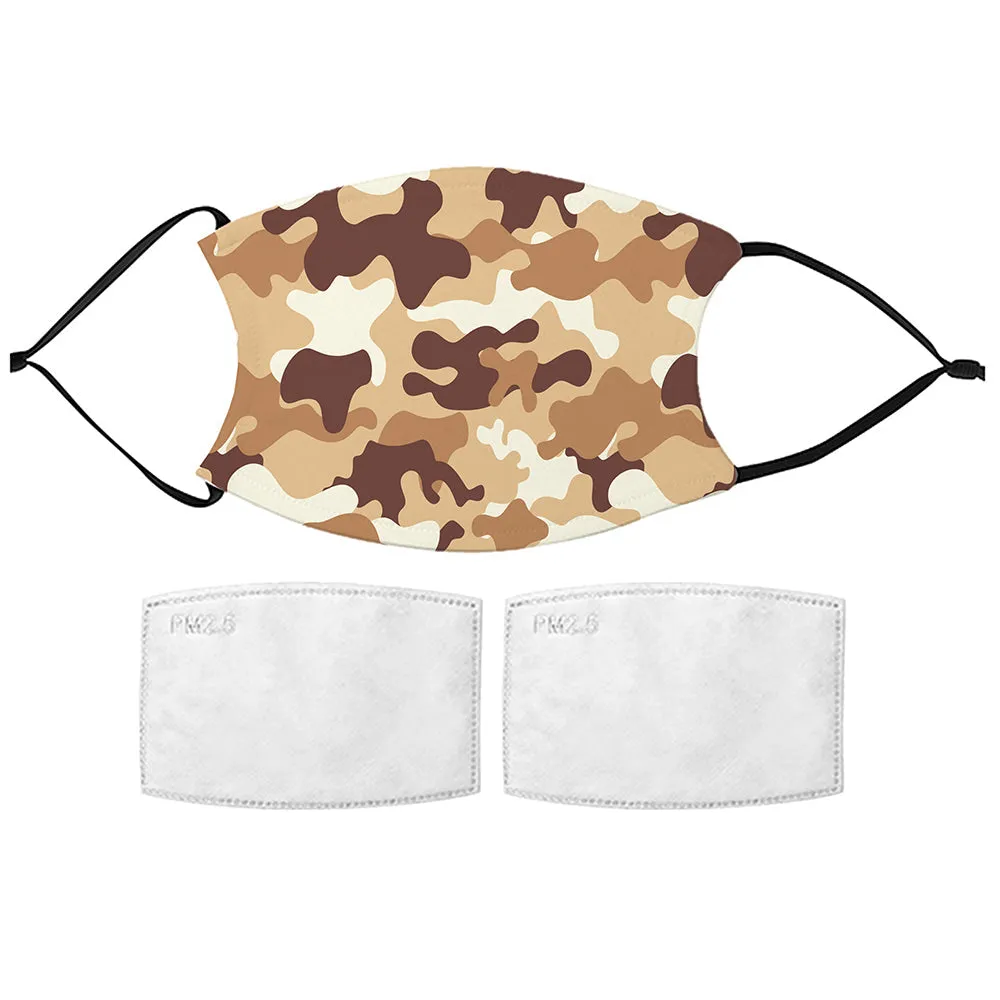 Printed Face Mask - Tan Camo Design