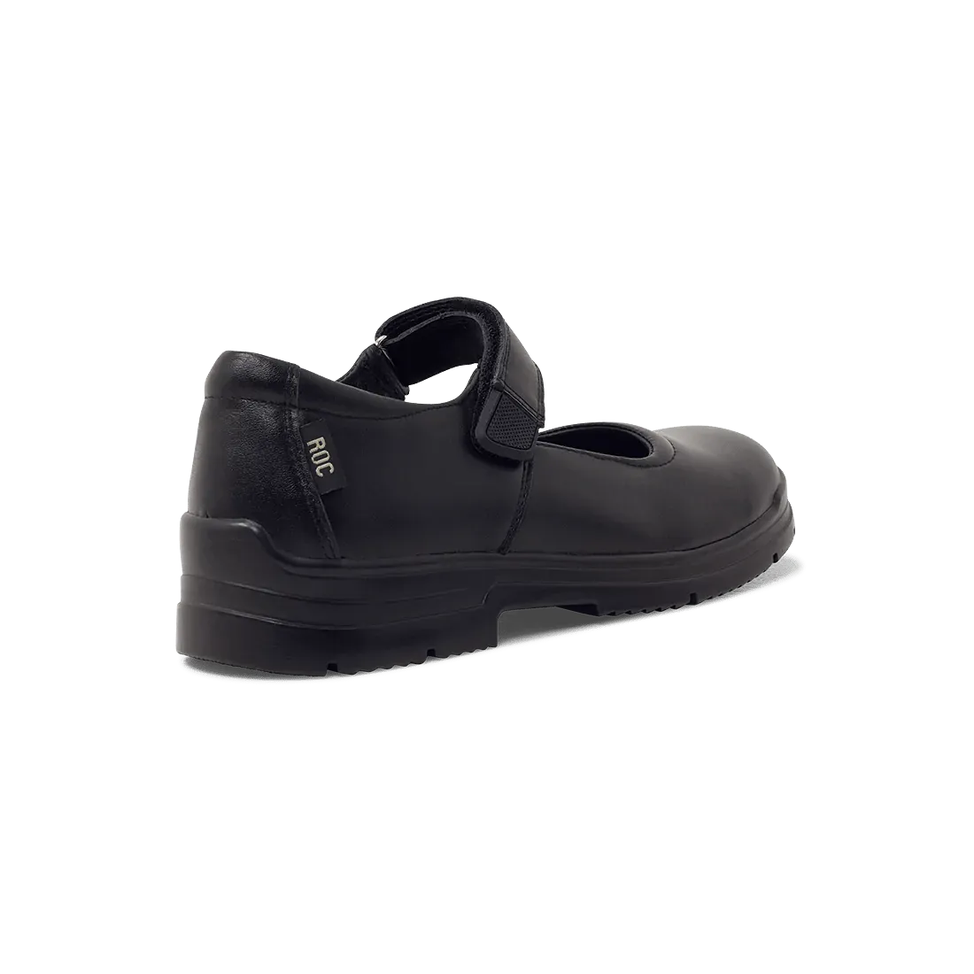 ROC BOOTS JUNIOR ROULETTE STRAP BLACK LEATHER SCHOOL SHOES