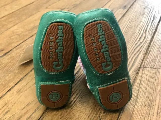 Roper Infant Cowbabies Turquoise & Aztec Square Toe Baby Boots 7907-1382