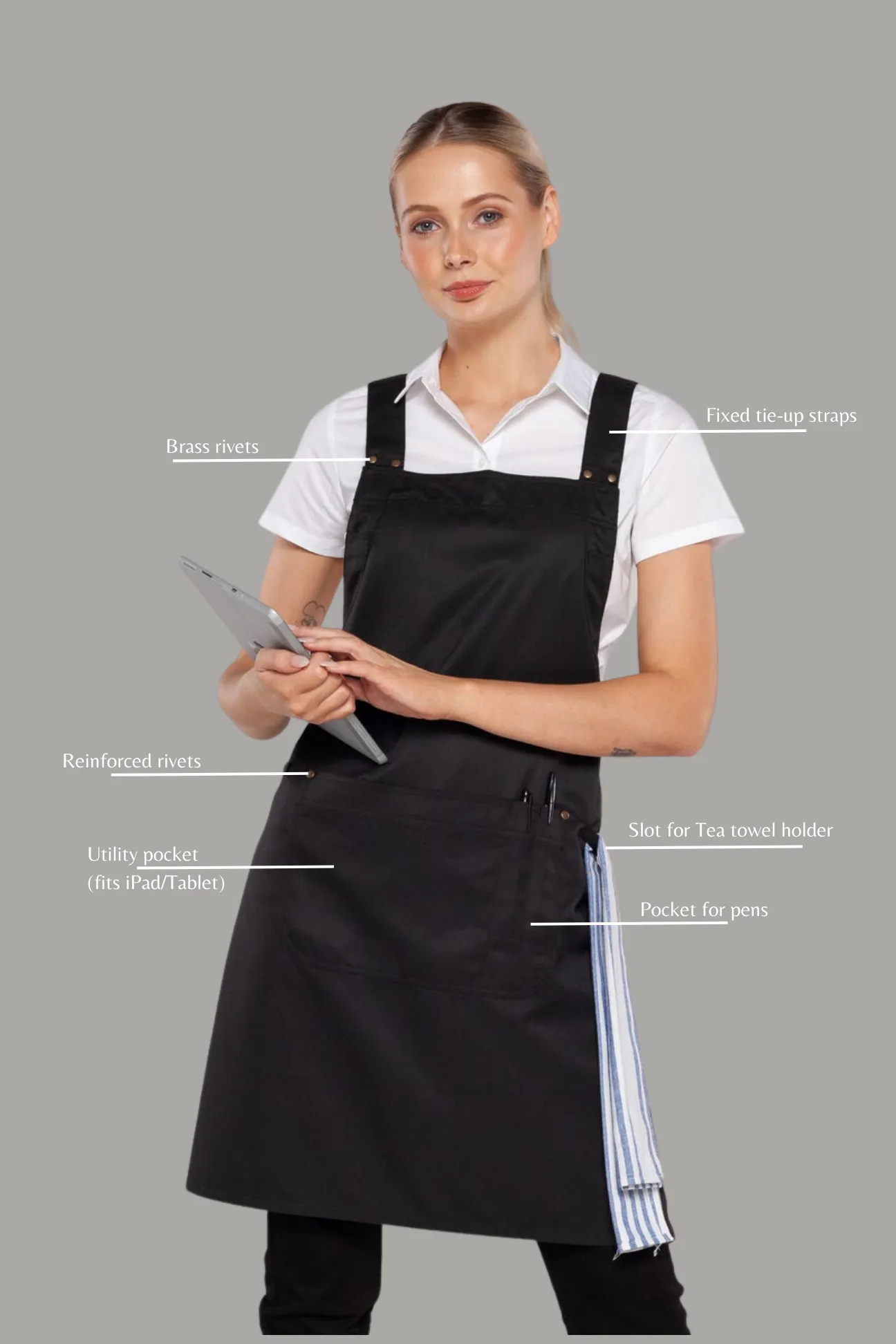 Shana Crossover Apron fixed Straps Black