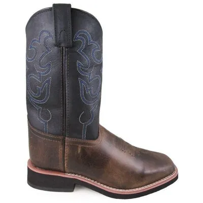 Smoky Mountain Brown with Black Top Square Toe Kids Western Boots 5005C