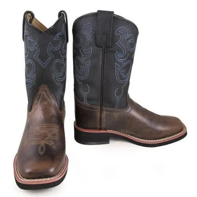 Smoky Mountain Brown with Black Top Square Toe Kids Western Boots 5005C