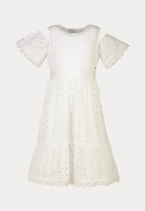 Solid Tier Geometric Lace Cold Shoulder Dress