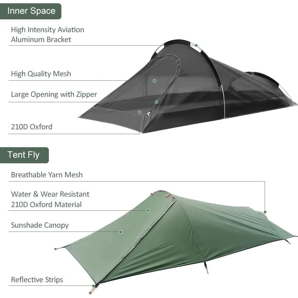 Tente de camping double-parois pour 1 personne 4 saisons 1,3kg Skyline Outdoors - Canopee