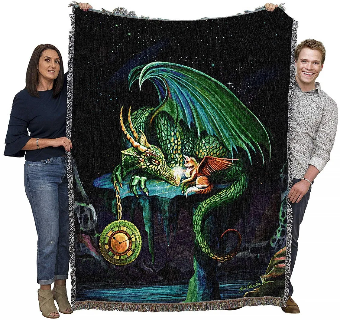 Time Dragon Emerald Tapestry Blanket