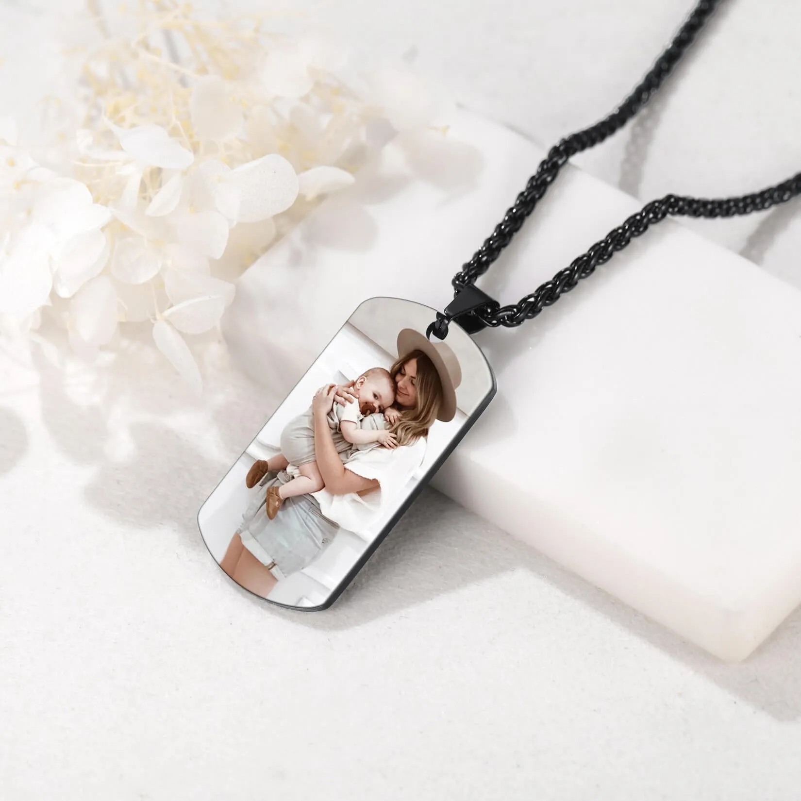 U7 Jewelry Personalized 18KGB Dog Tag Pendant Text Photo Engraved Necklace