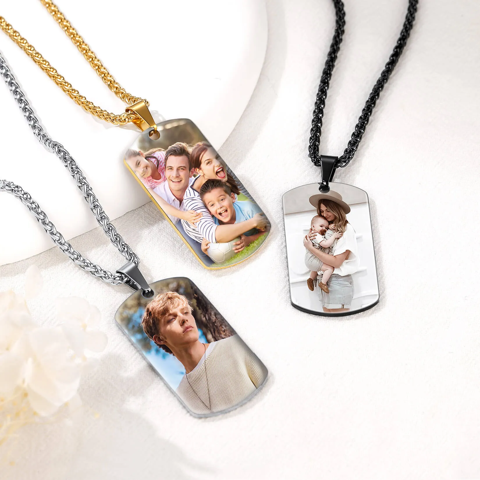 U7 Jewelry Personalized 18KGB Dog Tag Pendant Text Photo Engraved Necklace