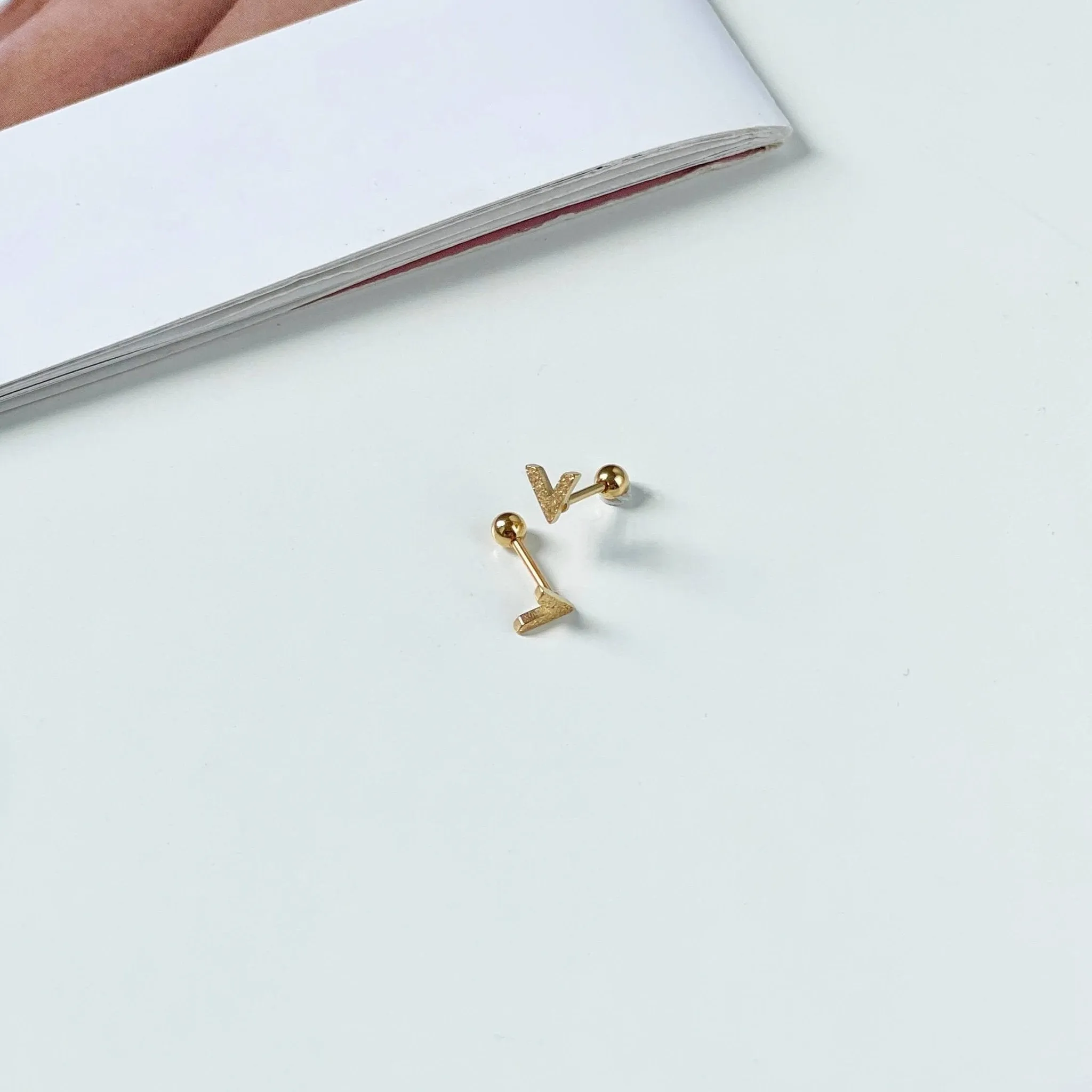 V Barbell Earring