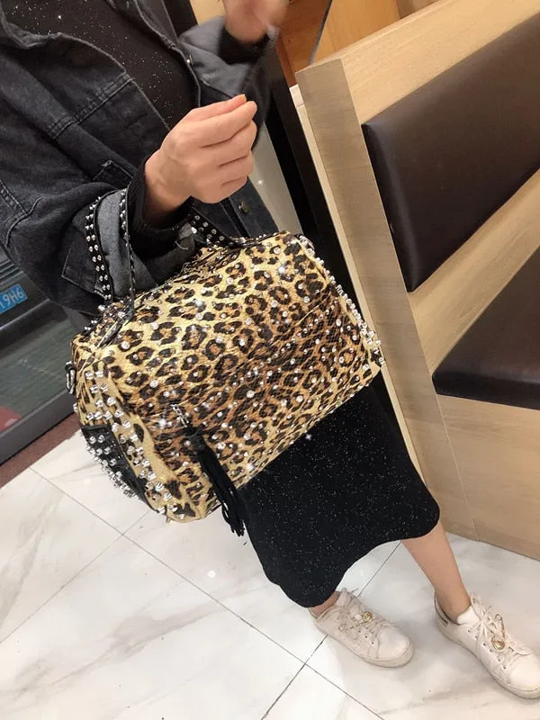 Women's Luxury Fashion Portable Rivet Diamonds Shoulder Handbag