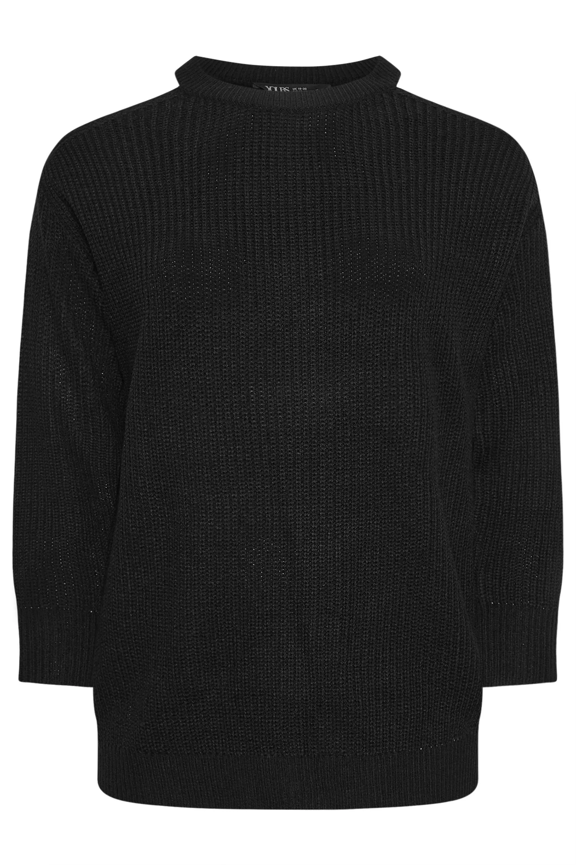 YOURS Curve Black Cold Shoulder Knitted Jumper